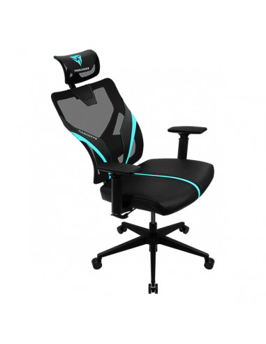 Scaun Gaming ThunderX3 Yama1, PU Piele, Negru/Albastru deschis