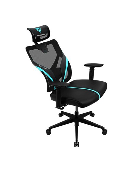 Scaun Gaming ThunderX3 Yama1, PU Piele, Negru/Albastru deschis