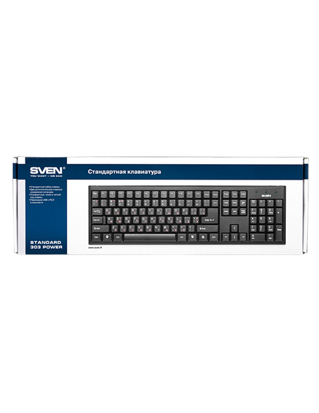 Tastatură SVEN Standard 303, Cu fir, Negru