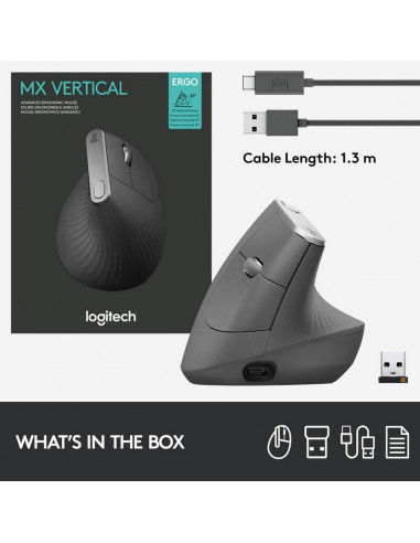 Mouse Wireless Logitech MX Vertical, Negru