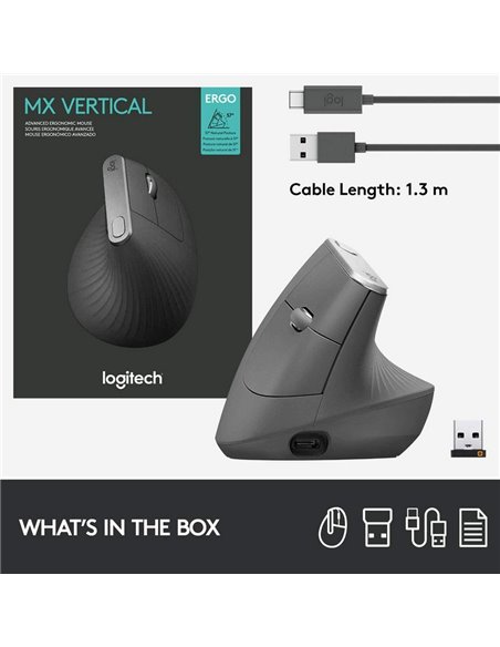 Беcпроводная мышь Logitech MX Vertical, Чёрный Беcпроводная мышь Logitech MX Vertical, Чёрный