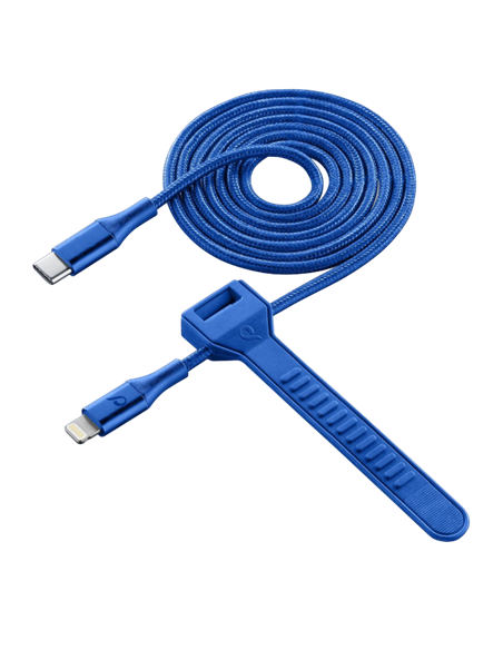 Cablu încărcare și sincronizare Cellularline Satellite MFI, USB Type-C/Lightning, 1m, Albastru Cablu încărcare și sincronizare Cellularline Satellite MFI, USB Type-C/Lightning, 1m, Albastru