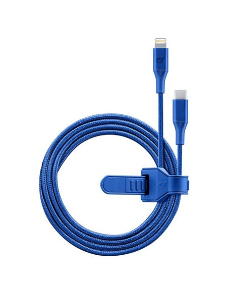Cablu încărcare și sincronizare Cellularline Satellite MFI, USB Type-C/Lightning, 1m, Albastru Cablu încărcare și sincronizare Cellularline Satellite MFI, USB Type-C/Lightning, 1m, Albastru