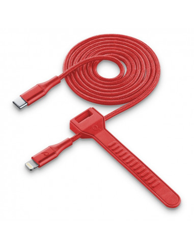 Кабель для зарядки и синхронизации Cellularline Satellite MFI, USB Type-C/Lightning, 1м, Красный