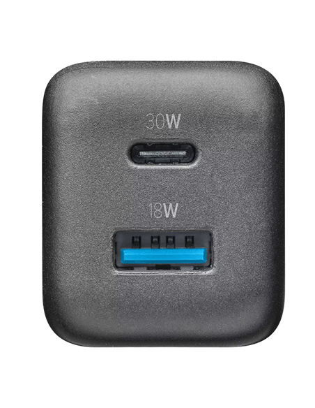 Зарядное устройство Cellularline Wall Charger GAN, 2 Ports, 30W, 30Вт, Чёрный