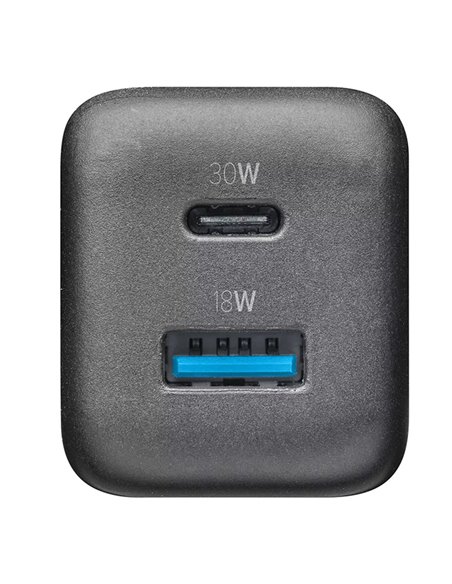 Зарядное устройство Cellularline Wall Charger GAN, 2 Ports, 30W, 30Вт, Чёрный