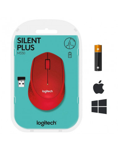 Беcпроводная мышь Logitech M330 Silent Plus, Красный