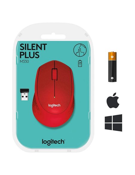 Mouse Wireless Logitech M330 Silent Plus, Roșu
