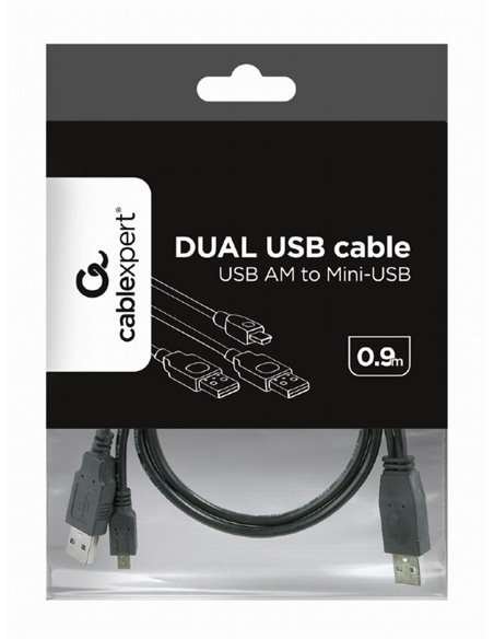 Cablu de încărcare și date Cablexpert CCP-USB22-AM5P-3, 2 х USB 2.0/Mini-USB, 0,9 m, Negru Cablu de încărcare și date Cablexpert CCP-USB22-AM5P-3, 2 х USB 2.0/Mini-USB, 0,9 m, Negru