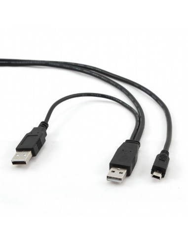 Cablu de încărcare și date Cablexpert CCP-USB22-AM5P-3, 2 х USB 2.0/Mini-USB, 0,9 m, Negru