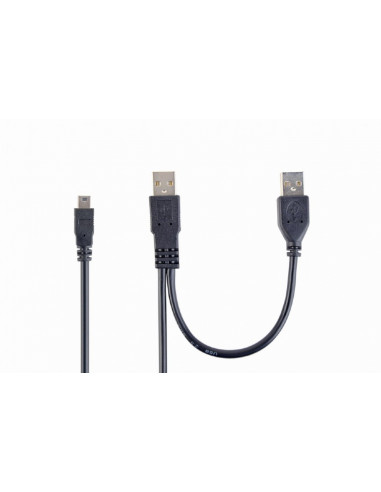 Cablu de încărcare și date Cablexpert CCP-USB22-AM5P-3, 2 х USB 2.0/Mini-USB, 0,9 m, Negru
