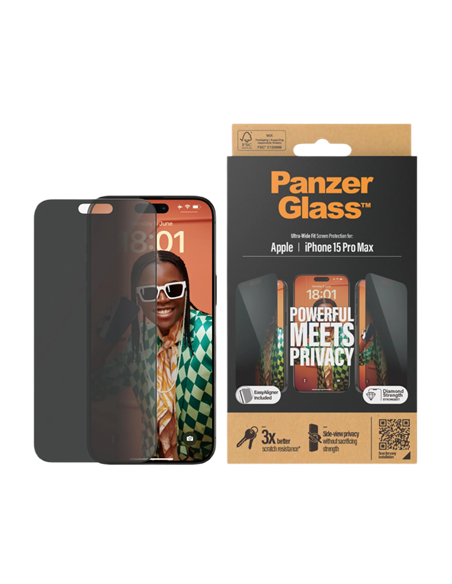 Sticlă de protecție PanzerGlass iPhone 15 Pro Max UWF Privacy wA, Transparent Sticlă de protecție PanzerGlass iPhone 15 Pro Max UWF Privacy wA, Transparent
