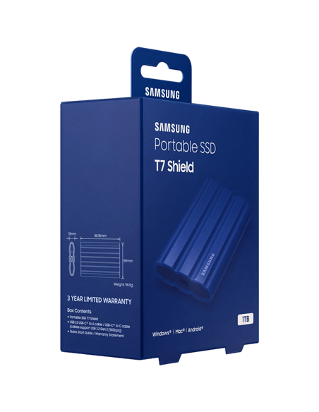 Внешний портативный SSD накопитель Samsung T7 Shield, 1 ТБ, Синий (MU-PE1T0R/EU)
