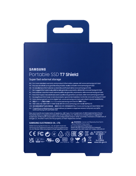 SSD portabil extern Samsung T7 Shield, 1 TB, Albastru (MU-PE1T0R/EU)