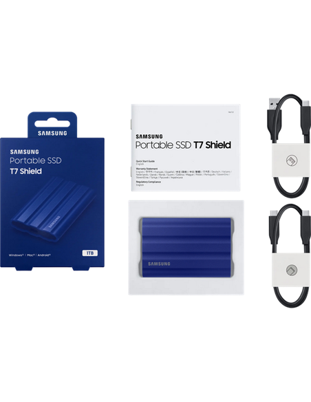 SSD portabil extern Samsung T7 Shield, 1 TB, Albastru (MU-PE1T0R/EU)
