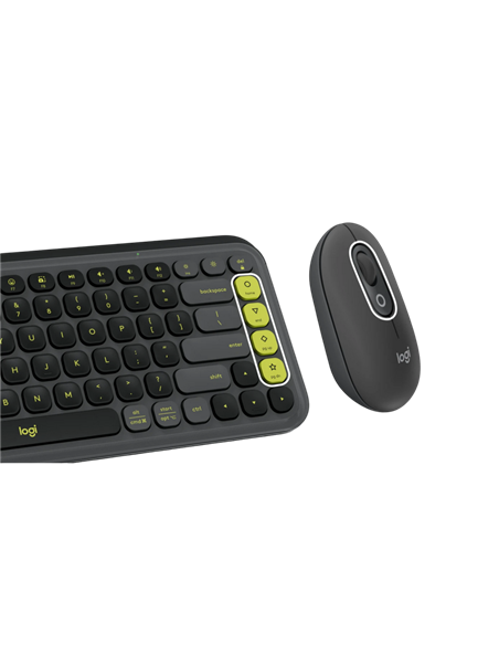 Клавиатура и мышь Logitech POP ICON, Беспроводное, Графит | Зеленый
