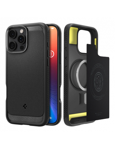 Husă Spigen Rugged Armor Mag pentru Apple iPhone 16 Pro, Negru Mat
