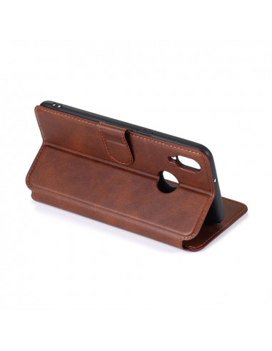 Helmet Case TPU Leather Nylon Samsung A10S, Brown/Red