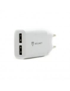 Helmet Wall Charger 2xUSB 2.4A, White 2