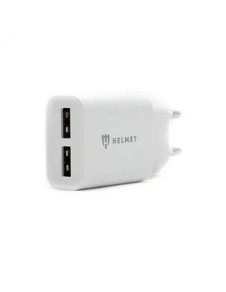 Helmet Wall Charger 2xUSB 2.4A, White Helmet Wall Charger 2xUSB 2.4A, White