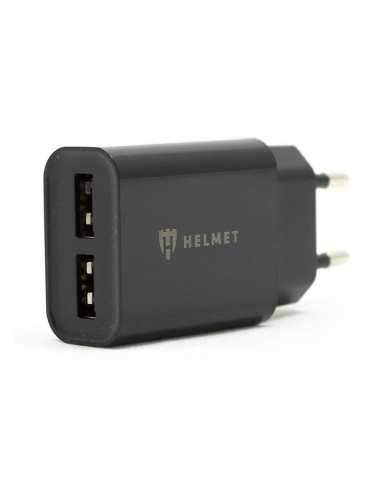 Helmet Wall Charger with Cable USB to Micro-USB 2xUSB 2.4A, Black 