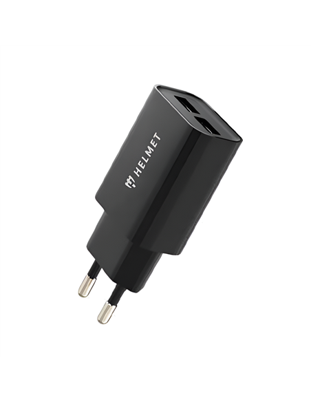 Helmet Wall Charger with Cable USB to Lightning 2xUSB 2.4A, Black 