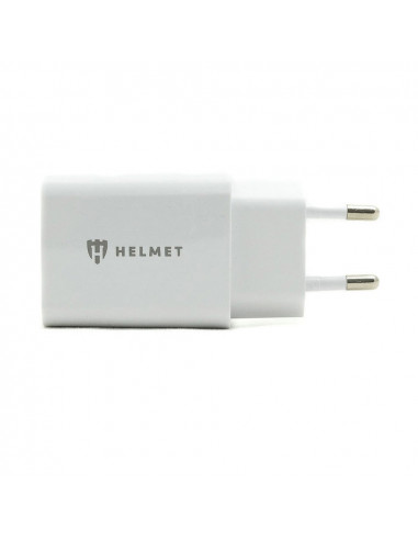 Helmet Wall Charger with Cable USB to Lightning 2xUSB 2.4A, White