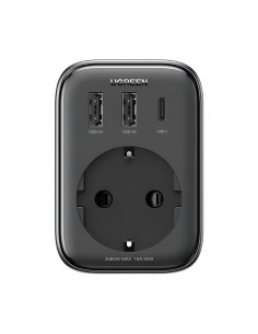 UGREEN Outlet Extender 30W 2*USB + Type-C + AC CD314, Black