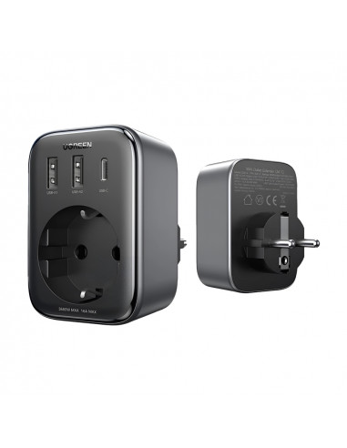 UGREEN Outlet Extender 30W 2*USB + Type-C + AC CD314, Black