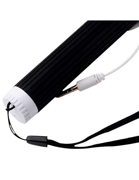 Helmet Wired Selfie Stick 1m, Black-White Helmet Wired Selfie Stick 1m, Black-White