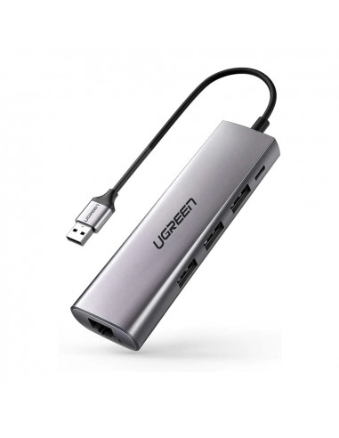 UGREEN HUB 4in1 USB 3.0 to 3*USB 3.0 + Gigabit RJ45 0.28M, Black