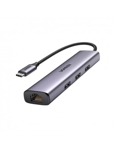 UGREEN HUB 4in1 USB 3.0 to 3*USB 3.0 + Gigabit RJ45 0.28M, Black