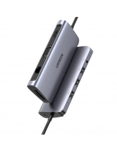 UGREEN HUB 11in1 Type-C 3.0 to 2*USB 3.1 + USB 3.0 + Type-C 3.1 + 2*HDMI + SD/TF + 3.5mm Audio PD 100W CM179, Space Gray