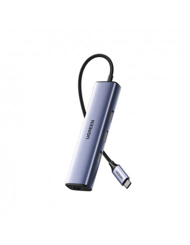 UGREEN HUB 4in1 Type-C 3.0 to 3*USB 3.0 + Gigabit RJ45 + Type-C PD 100W CM475, Space Grey