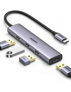 UGREEN HUB 4in1 Type-C 3.0 to 4*USB-A 3.0, Power Port, up to 5Gpbs CM473, Silver 2