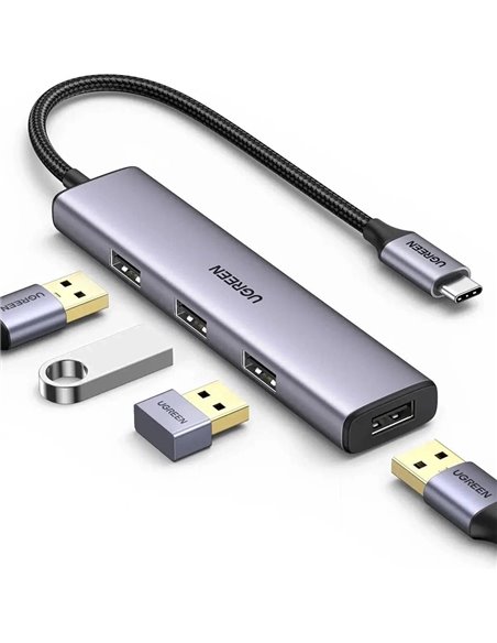 UGREEN HUB 4in1 Type-C 3.0 to 4*USB-A 3.0, Power Port, up to 5Gpbs CM473, Silver UGREEN HUB 4in1 Type-C 3.0 to 4*USB-A 3.0, Power Port, up to 5Gpbs CM473, Silver