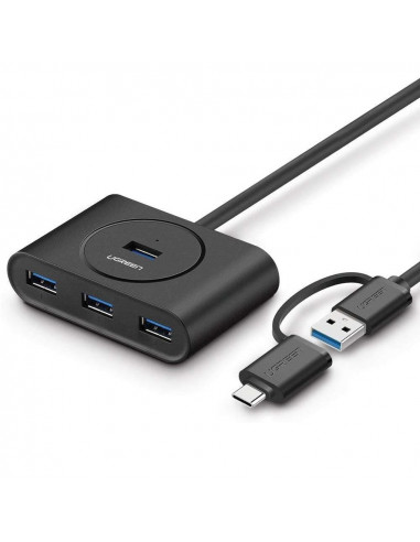 UGREEN HUB 4in1 USB 3.0 with Type-C adapter to 4*USB 3.0 1M CR113, Black