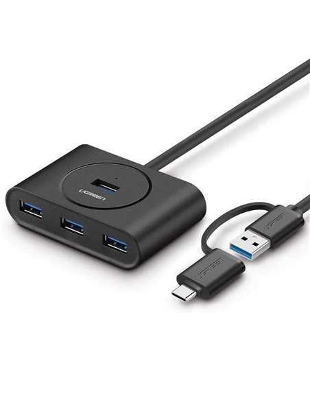 UGREEN HUB 4in1 USB 3.0 with Type-C adapter to 4*USB 3.0 1M CR113, Black