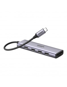 UGREEN HUB 6in1 Type-C 3.0 to HDMI 4K@60Hz + 3*USB-A 3.0 + SD/TF Converter CM511, Silver 2