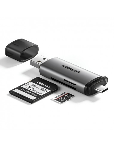 UGREEN Card Reader 2in1 Type-C 3.0 to USB-A 3.0 to TF/SD CM185, Black