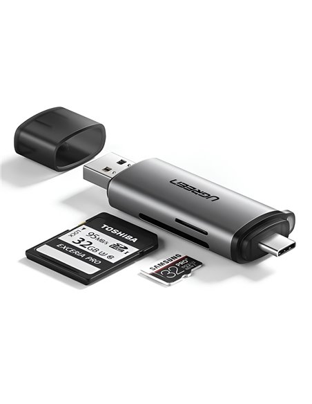 UGREEN Card Reader 2in1 Type-C 3.0 to USB-A 3.0 to TF/SD CM185, Black