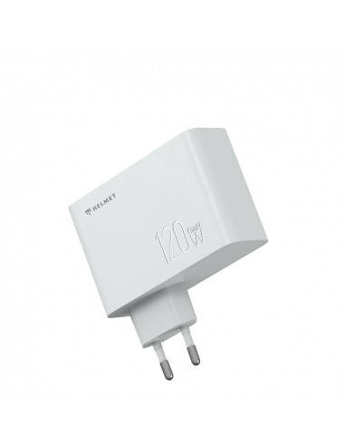 Helmet Wall Charger GaN 1*USB-A+2*Type-C 120W 6A, White