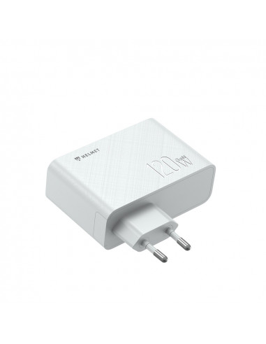 Helmet Wall Charger GaN 1*USB-A+2*Type-C 120W 6A, White