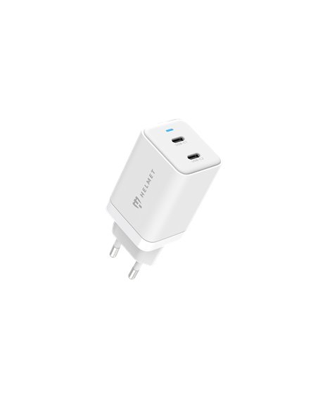Helmet Wall Charger GaN 2*Type-C 45W 6A, White Helmet Wall Charger GaN 2*Type-C 45W 6A, White
