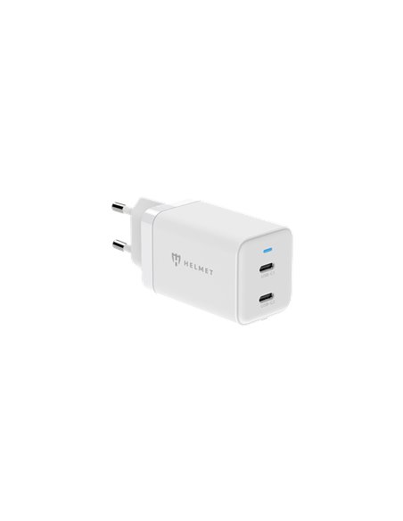 Helmet Wall Charger GaN 2*Type-C 45W 6A, White Helmet Wall Charger GaN 2*Type-C 45W 6A, White