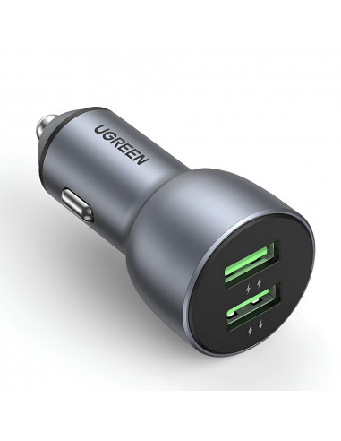 UGREEN Car Charger 2*USB-A Aluminum 3A 36W, Grey