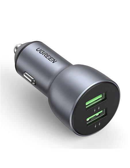 UGREEN Car Charger 2*USB-A Aluminum 3A 36W, Grey