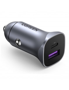 UGREEN Car Charger 1*USB-A + 1*Type-C Aluminum PD & QC 3A 24W, Silver