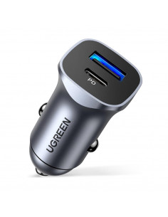 UGREEN Car Charger 1*USB-A + 1*Type-C Aluminum PD & QC 3A 24W, Silver 2