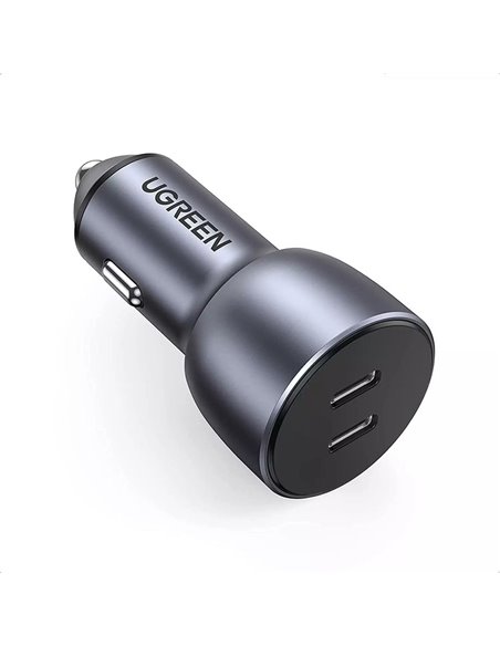 UGREEN Car Charger 1*Type-C+1*Type-C Aluminum 3A 53W, Grey